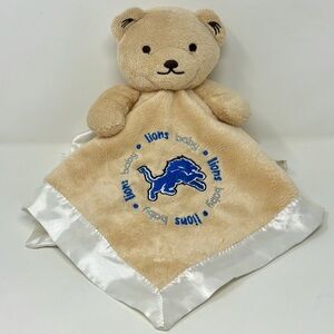 Baby Fanatic Tan Bear 13x13 Lovey Security Baby Blanket NFL Team Detroit Lions